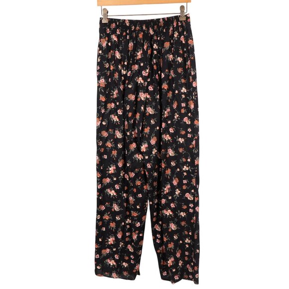 Feruccio VTG Outfit M Women Floral Button Up Tie Shirt Elastic Waist Pants Black - Picture 6 of 7